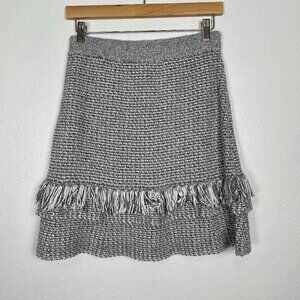 MaEVE Anthropologie Knit Tweed Fringe Mini Skirt Sz. Small | Academic, Preppy